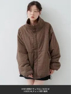 kastane チェック中綿リバーシブルアウター