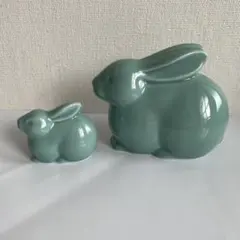 うさぎ 陶器製 置物 2個セットのサムネイル