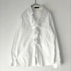 〈コムサイズム〉長袖シャツ　フリル　白　オフィス　М