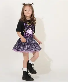 未使用　パープル×ブラック　フリルスカートパンツ