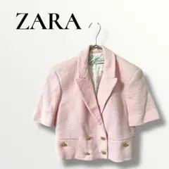 ZARA ザラ　ピンク テーラードジャケット XS 半袖　金ボタンのサムネイル