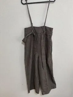 CECIL McBEE サロペット チェック柄 ブラウン M