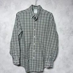 美品Brooks Brothers チェックシャツ 長袖 ボタンダウン S 緑系