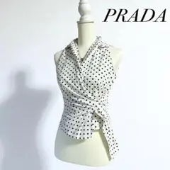 【美品】PRADA ノースリーブ リボン ブラウス 38S PRADA プラダ ノースリーブ 39546X 10Z0 レディース タンク