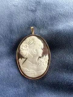 新品 シェルカメオ SILVER ペンダントトップ【可愛いウサギと少女