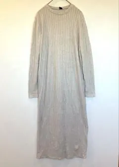 SHEIN 【XS】 ニットワンピース リブ編み　長袖　ベージュ