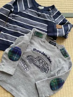 【H&M・moujonjon】 トレーナー美品 80サイズ グレー ネイビー