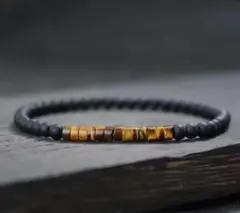 タイガーアイ オニキス ブレスレット メンズ レディース ゴム仕様