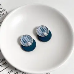 イヤリング 和柄 栃木レザ パール 着物 レザー ハンドメイド