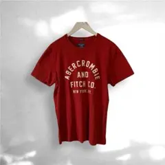 アバクロ クラシック アップリケ ロゴ グラフィック Tシャツ ワインレッド系