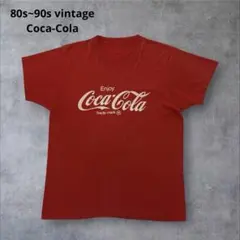 90s コカコーラ 前面ロゴプリントTシャツ 袖裾シングルステッチ 赤 M相当のサムネイル