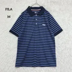 FILA フィラ 半袖ポロシャツ ボーダー ネイビー M メンズのサムネイル
