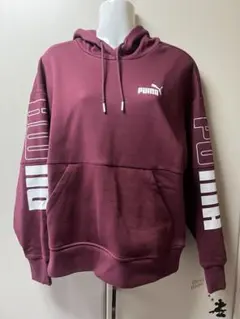 PUMA バーガンディ フード付きパーカー M