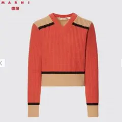 ユニクロxMARNI Vネックリブ編みセーター XS