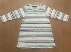 美品 AZUL by moussy KIDS 長袖ボーダーワンピース 95cm