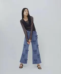 POPPY/ポピー　メニーリボンデニムパンツ poppy ポピーメニーリボンデニムパンツ - メルカリ