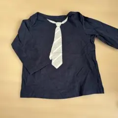ネイビー 長袖Tシャツ ネクタイプリント　コムサ