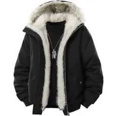 ブラックファー付きダウンジャケット M-XXL