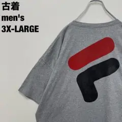 古着 FILA フィラ Tシャツ デカロゴ ビッグシルエット グレー 3XL