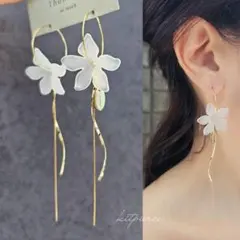 No.440 フロストFlower×ゆらゆら華奢スティック とろみチェーン