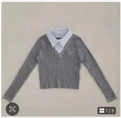 Treat college shirts knit(gray×blue)