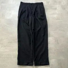 90sVintage2タックウールスラックスチャコールグレーW33裾ダブル古着