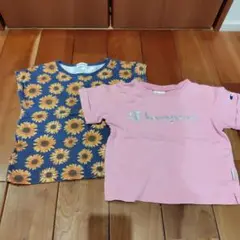 BRANSHESひまわり柄とピンクのChampionTシャツ2枚セット