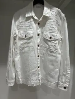 DIESEL ホワイト デニムジャケット ダメージ加工