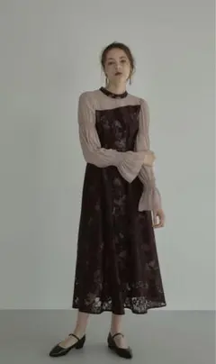 ドレス オケージョン ワンピース　結婚式　ANDRESD バーガンディ