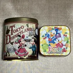 ディズニー　お菓子缶　2個セット　クランチ　フルーツ　缶のみ