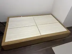 【無印】収納付　ナチュラル木製セミダブルベッドフレーム