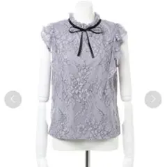 配色レースボウタイ付フリルTOPS