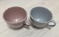 Francfranc フリル スープカップ ピンク グレー 2個セット