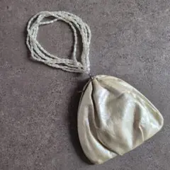 アイボリー レザー パーティーバッグ