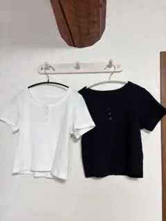 【2点セット】ワッフルヘンリーネックミニT(半袖)