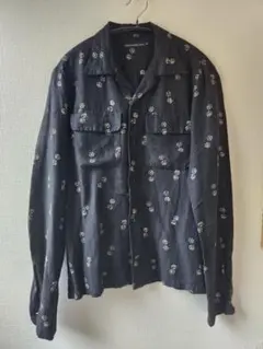 高級シルク100%マギーロンドンシャツジャケット蝶々総柄短丈Y2Kvintage