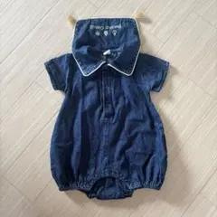 【美品】cottoli コトリ セーラー 襟 ロンパース 80 バースデイ