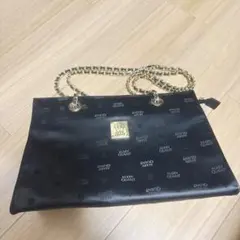 MARY QUANT/マリークヮント ロゴ入り ブラックトートバッグ 大容量