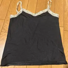 レース付き黒キャミソール　ギャル