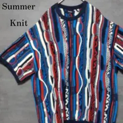 サマーニット 3Dニット 半袖 マルチカラー Shaggy