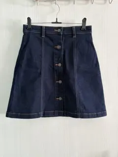 ダークデニム ボタンフロント ミニスカート