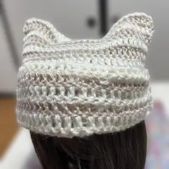 ✦猫耳デザイン かぎ針編み帽子✦