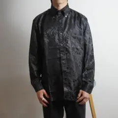 vintage 長袖デザインシャツ トップス ビジューボタン 黒/GW601のサムネイル