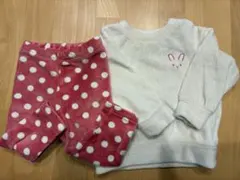 赤ちゃん本舗　フリース　うさぎ　水玉　ピンク