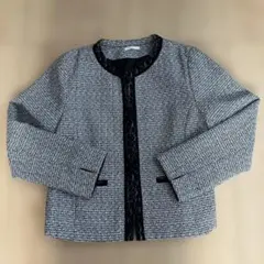 GLACIER ノーカラーツイードジャケット L
