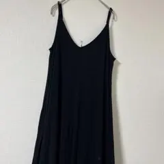 スキビーズファム ロングワンピース キャミソール 無地 M 黒 モダール