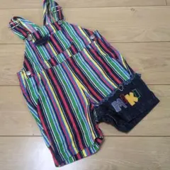 ミキハウス 美品 レトロ オーバーオール サロペット ストライプ 90