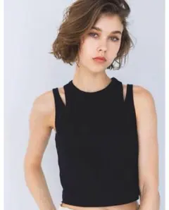 アリシアスタン　Layered Rib Tank Top ブラックのサムネイル