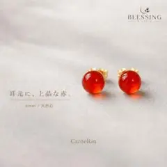 カーネリアン 6mm スタッドピアス