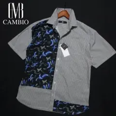 新品 CAMBIO カンビオ フェザー切替 ストライプ 半袖シャツ（M）のサムネイル
